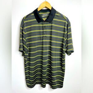 Nike Golf Dri-FIT Polo Shirt Men's XL Black/Yellow Stripes Short Sleeve
